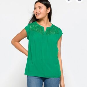 Daniel Rainn Emerald Blouse with Cutout Detail